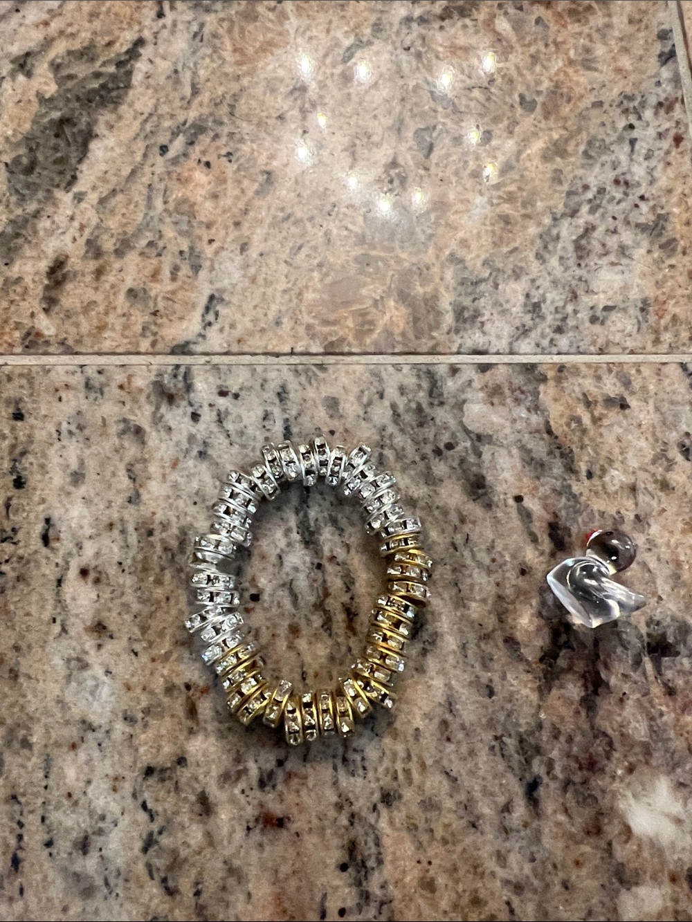 Two-Tone Gold and Silver Crystal Stretch Bracelet - Women's Jewelry